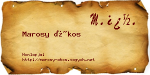 Marosy Ákos névjegykártya